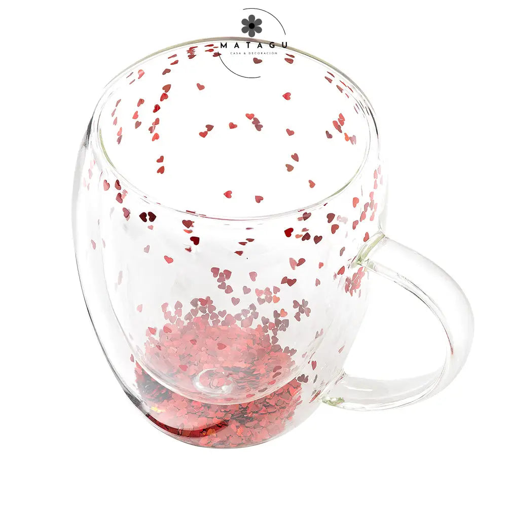 Taza De Vidrio Para Té O Café Diseño Corazones Tazas El Te