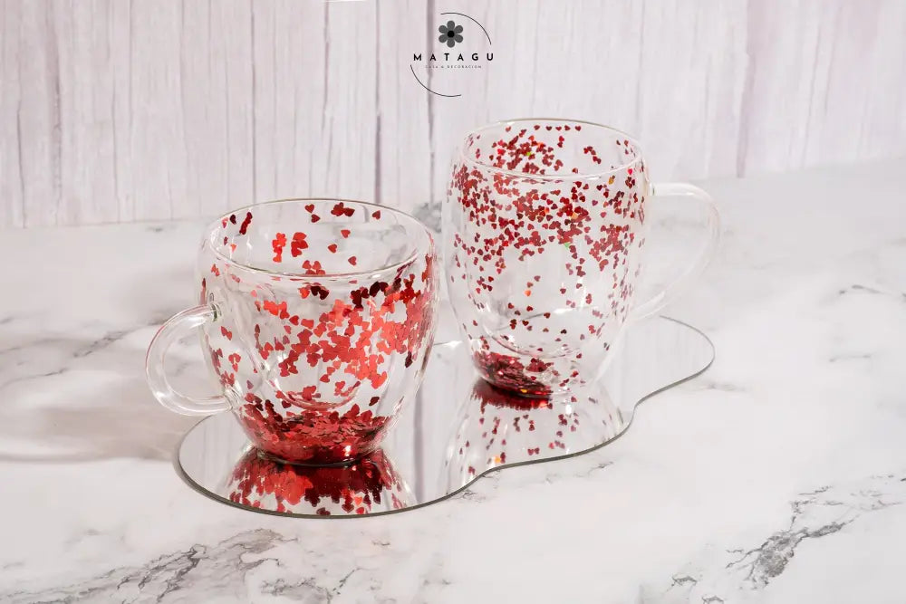 Taza De Vidrio Para Té O Café Diseño Corazones Tazas El Te