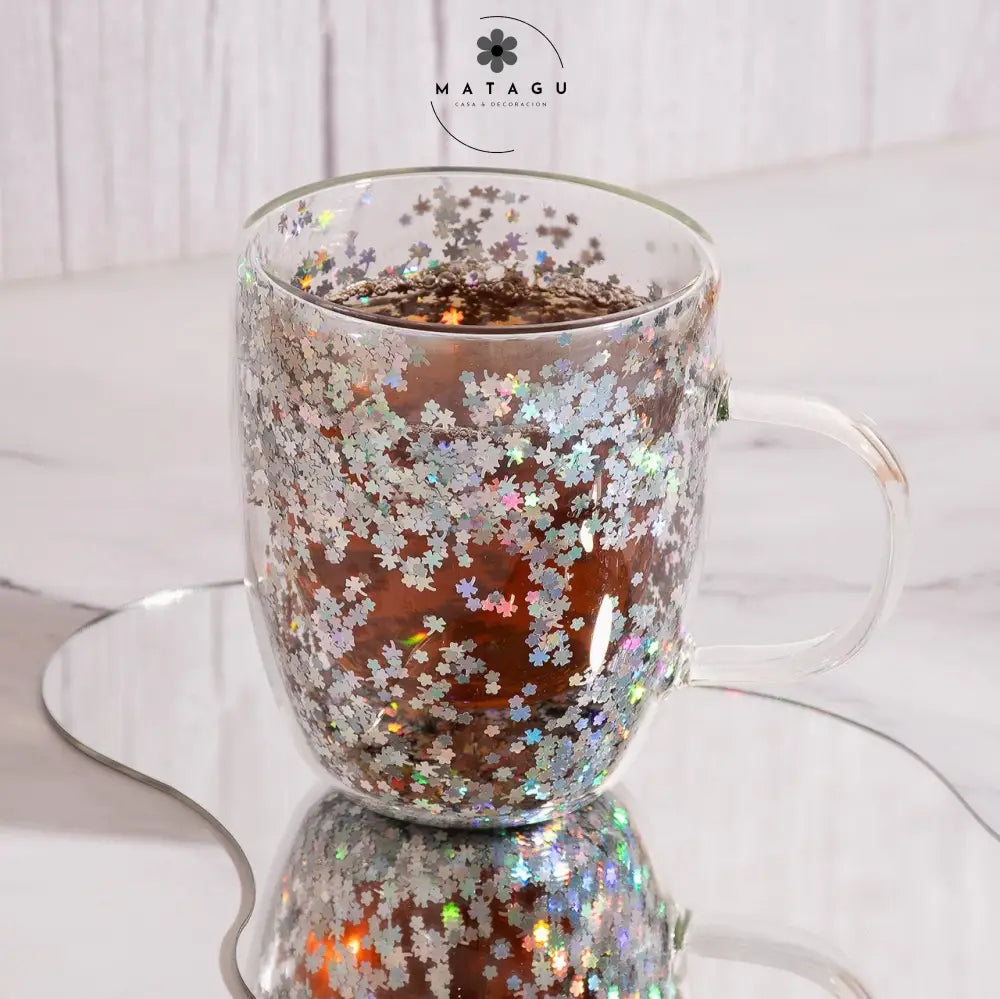 Tazas De Vidrio Para Té O Café Diseño Estrella Plateada Tazas El Te