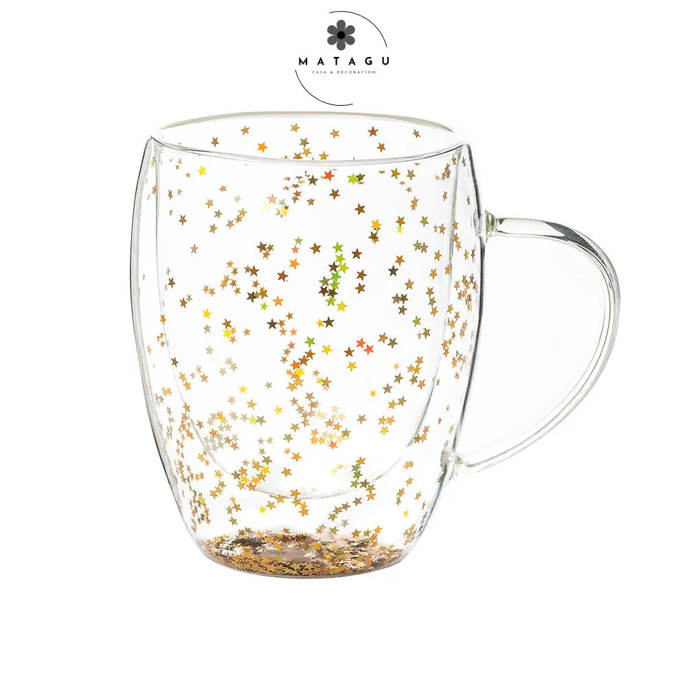 Tazas De Vidrio Para Té O Café Diseño Estrellas Doradas Tazas El Te