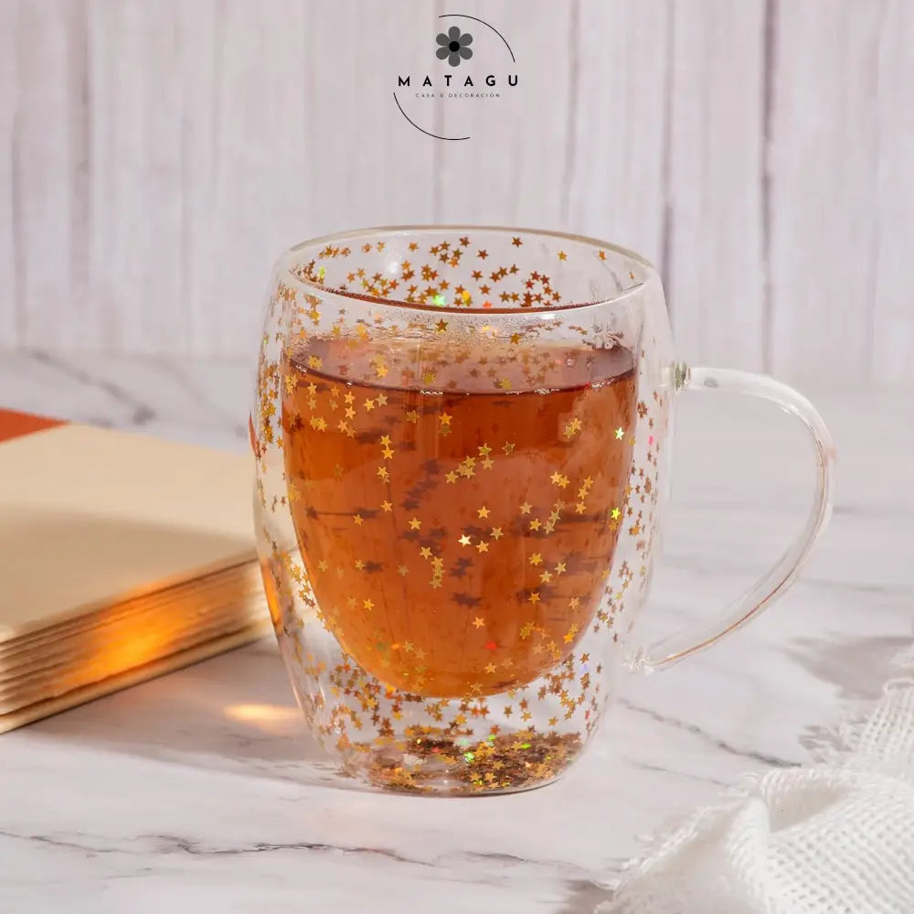 Tazas De Vidrio Para Té O Café Diseño Estrellas Doradas Tazas El Te