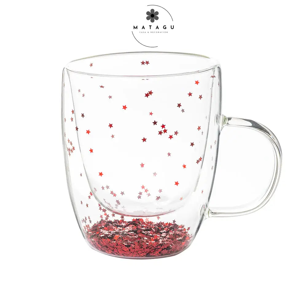 Tazas De Vidrio Para Té O Café Diseño Estrellas Rojas Tazas El Te